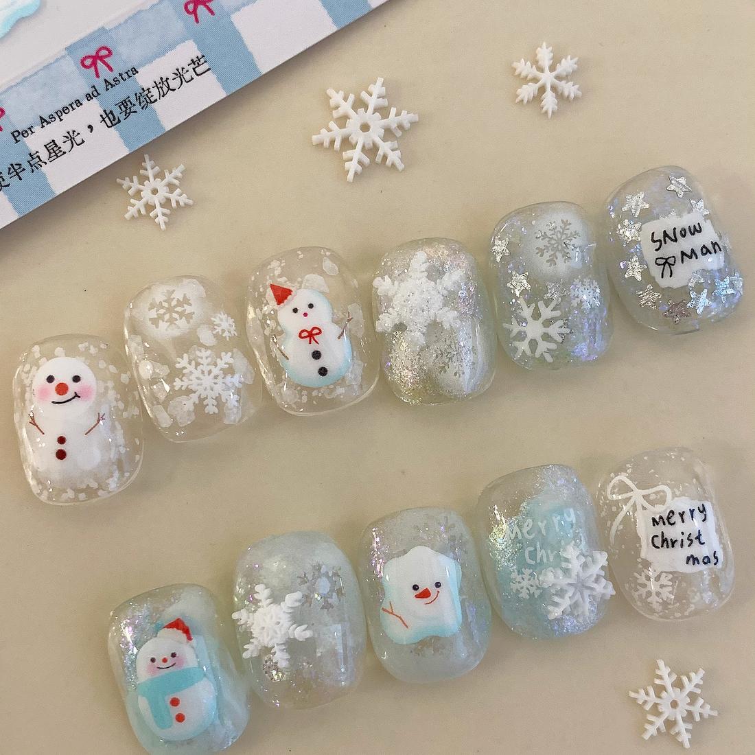 雪花雪人贴纸冬季雪人雪花系列