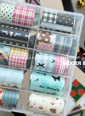 MOOERBMS 墨尔韩风格纹蝴蝶结圣诞甜心波点可爱插画美甲转印纸