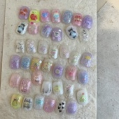 TwinL定制出品 可爱复古小熊小狗蝴蝶结手绘风小动物系列美甲贴纸