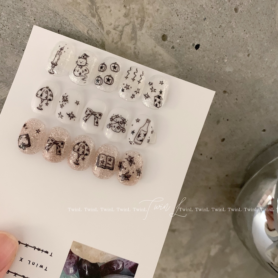 TwinL定制出品 ins风手绘涂鸦美甲贴纸 手帐贴纸 星星诗卷