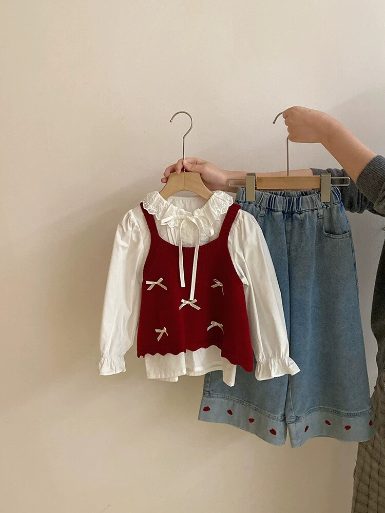 女童套装2026新款儿童洋气时髦背心裙三件套宝宝春秋款衣服