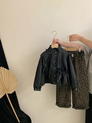 女童皮衣外套2025新款春秋款儿童洋气夹克中大童装女孩秋季上衣潮