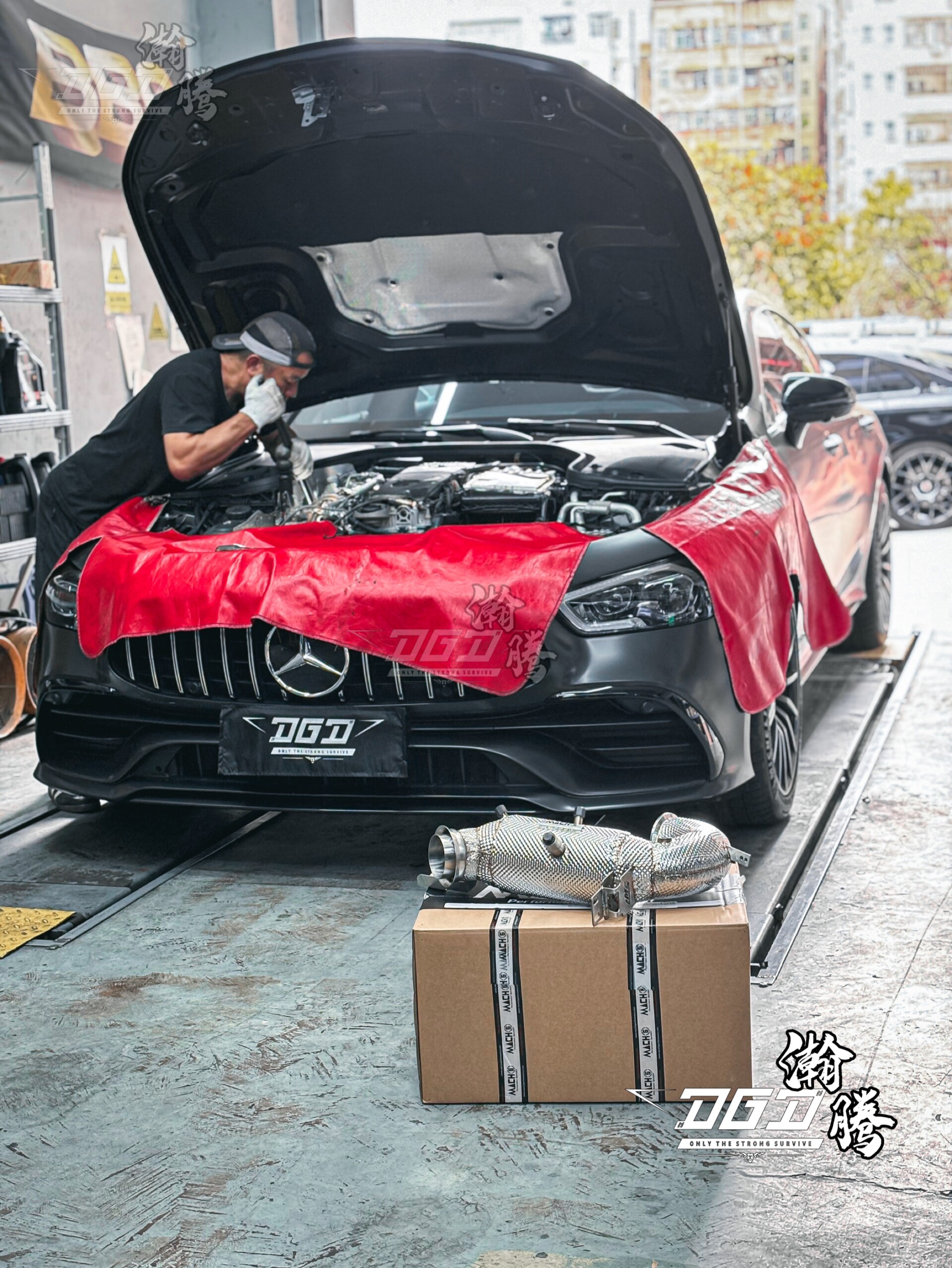 Mach5正品 奔驰AMGGT43GT50GT53改装隔热头段直通三元排气 200目