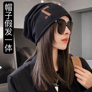 2023秋冬新款 高级感逼真假发帽 帽子假发一体内扣短发女包头帽时尚