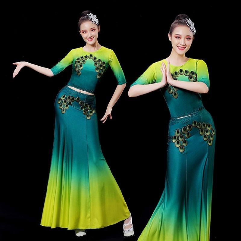 傣族月亮之上舞蹈服装云南西双版纳裙子表演服傣族舞蹈演出服遮肉