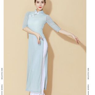 中国风古典舞旗袍飘逸弹力上衣舞蹈纱衣练功服民族舞蹈表演服装女