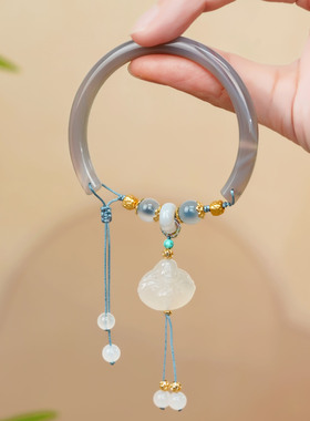 糖心玛瑙新中式手镯女如意佛新款原创设计半镯可调节送人