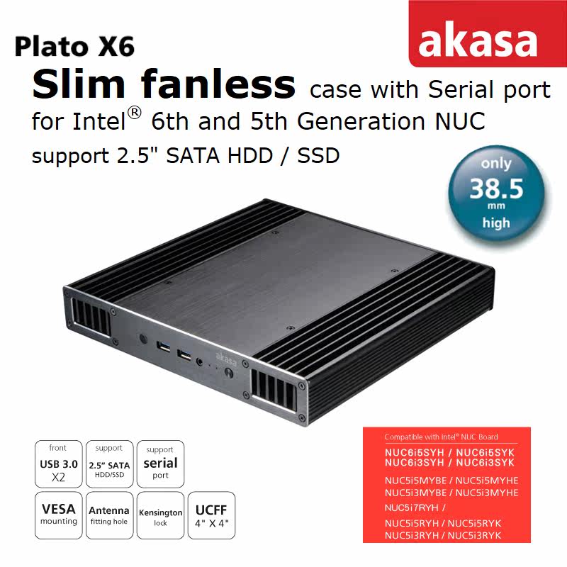 akasa超薄全铝无风扇NUC机箱 第六代NUC6i5SYH 6i3SYK 5i7RYH电脑|msdalam kategori Perkakasan komputer/monitor/Komputer Zhou Bian, casis - dari Buy2taobao.com untuk memberikan perkhidmatan ejen Taobao profesional membeli