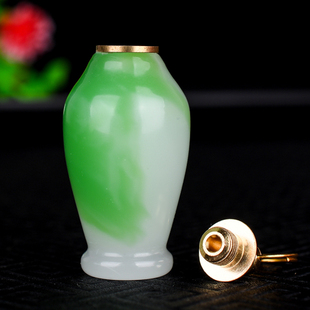 天然新疆和田玉青花玉鼻烟壶吊坠玉挂件平平安安玉瓶项链坠平安牌