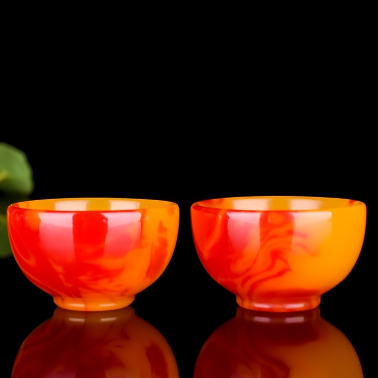 天然新疆和田玉彩玉功夫茶杯金丝玉碗酒杯鸡血天然玉石茶具杯子