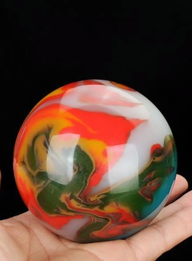 天然和田玉彩玉招财玉球手把件