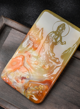 和田玉青白玉籽料观音挂件