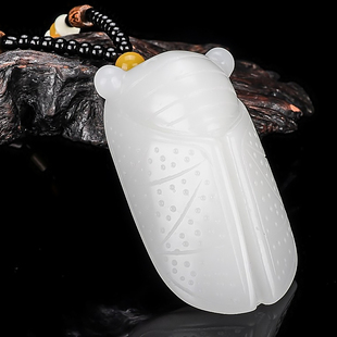 天然和田玉白玉籽料玉蝉手把件一鸣惊人玉石知了把玩件男女款挂件