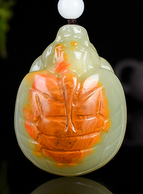 天然新疆和田玉籽料龙龟手把件