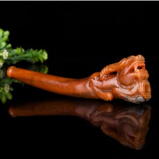 Мундштук 天然正品黄龙玉龙头烟嘴烟杆精雕烟嘴手把玩老式烟嘴男款手把件