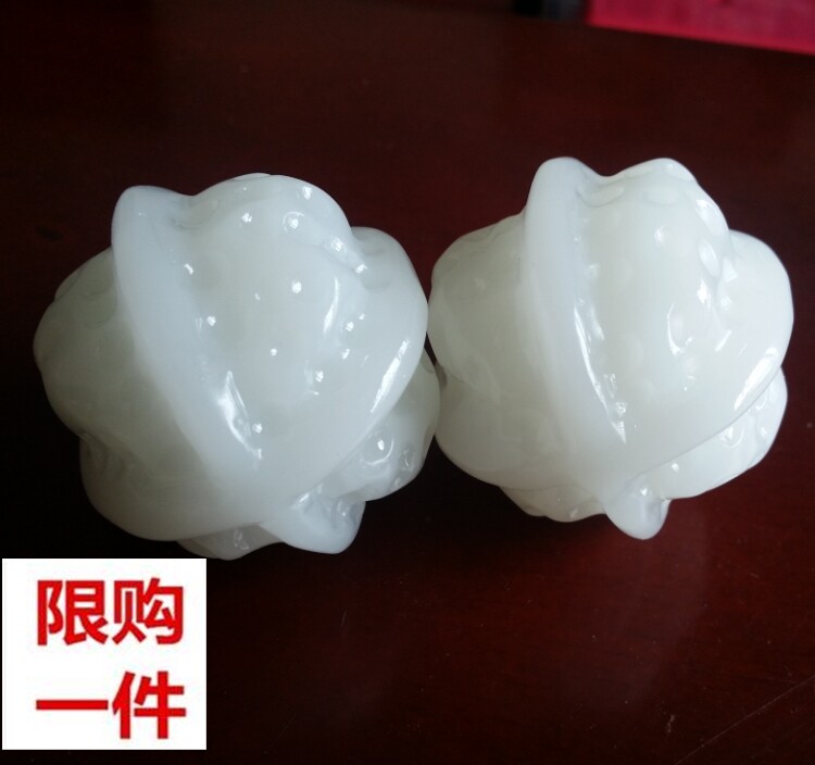 正品新疆籽料和田玉白玉手把件核桃玉把件手溜球羊脂白玉手把玩件