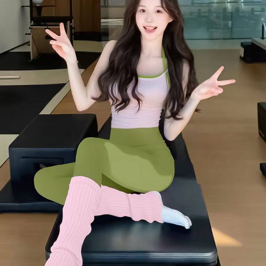 三件套价!带胸垫背心+裤+防滑袜!普拉提瑜伽服套装紧身运动服女夏