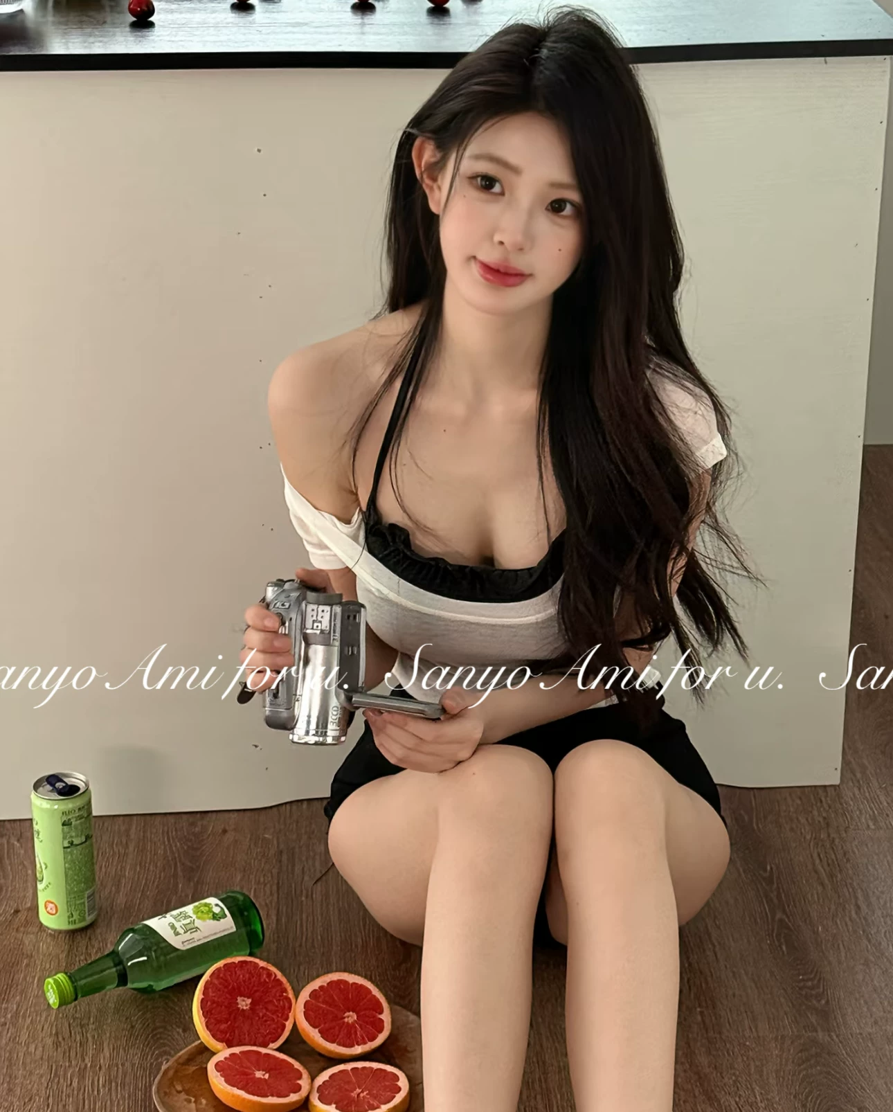 沉浸周末～平平有奇清纯微透小白短袖T恤+带胸垫挂脖内搭背心吊带