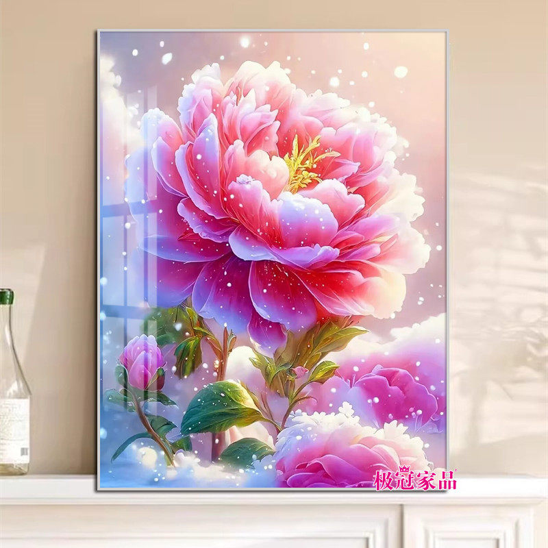 牡丹花钻石画2025新款客厅贴钻十字绣满钻高级感玄关手工砖石绣