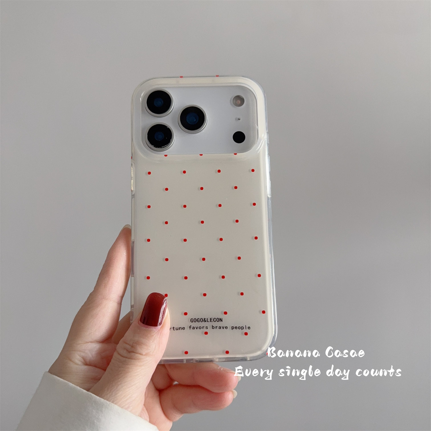 BananaCase韩国ins小众红色小波点硬壳适用17promax苹果16pro手机壳iPhone17光面15promax防摔13/14pro保护套