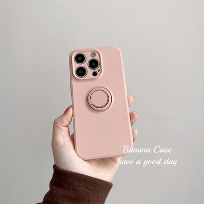 小众ins简约纯色指环扣磨砂软壳