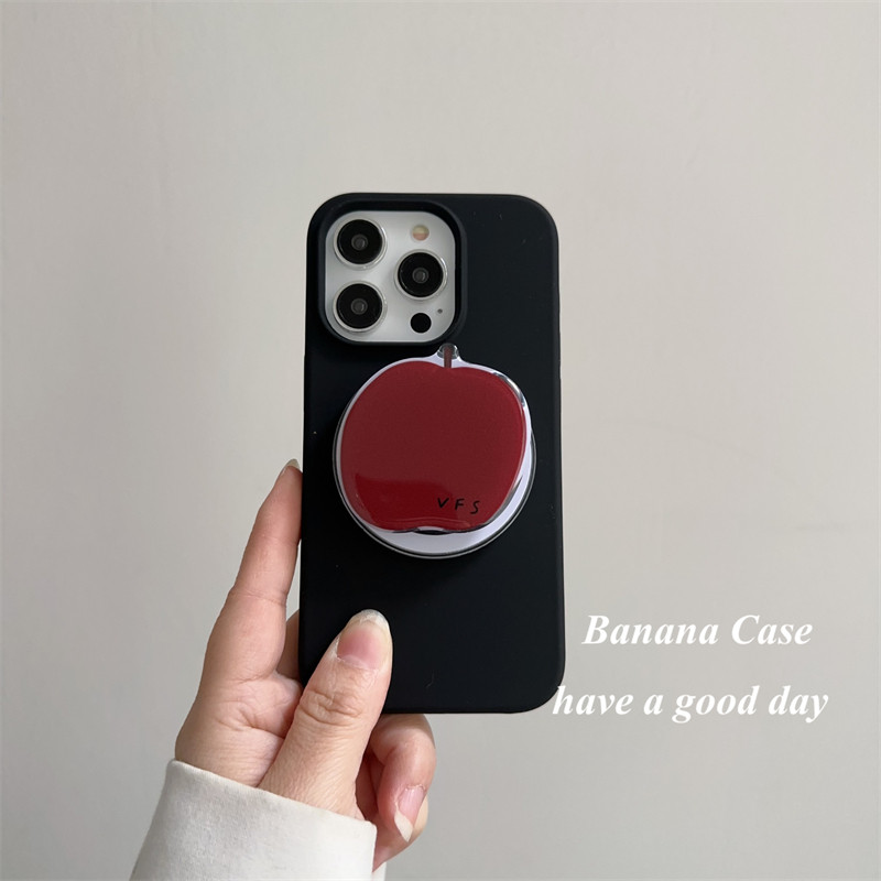 BananaCase韩国ins小众磁吸红色苹果支架适用iPhone13苹果14pro手机壳15promax黑色硅胶12全包边保护套硬壳14