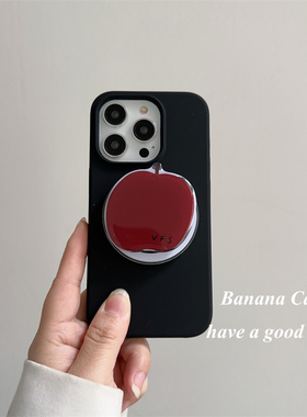 BananaCase韩国ins小众磁吸红色苹果支架适用iPhone13苹果14pro手机壳15promax黑色硅胶12全包边保护套硬壳14