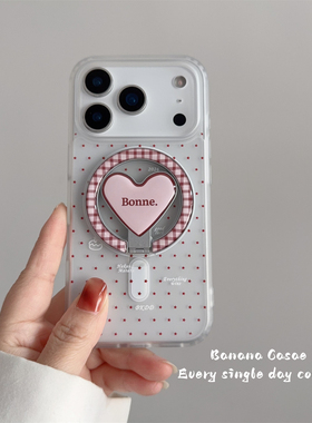 BananaCase韩国ins小众磨砂透白红星星磁吸壳适用16promax苹果17pro手机壳iPhone15爱心折叠支架13/14pro硬壳
