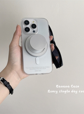 韩国ins高级感银灰色磨砂磁吸硬壳适用iPhone16苹果15promax手机壳12/13pro圆形支架17promax个性14pro保护套