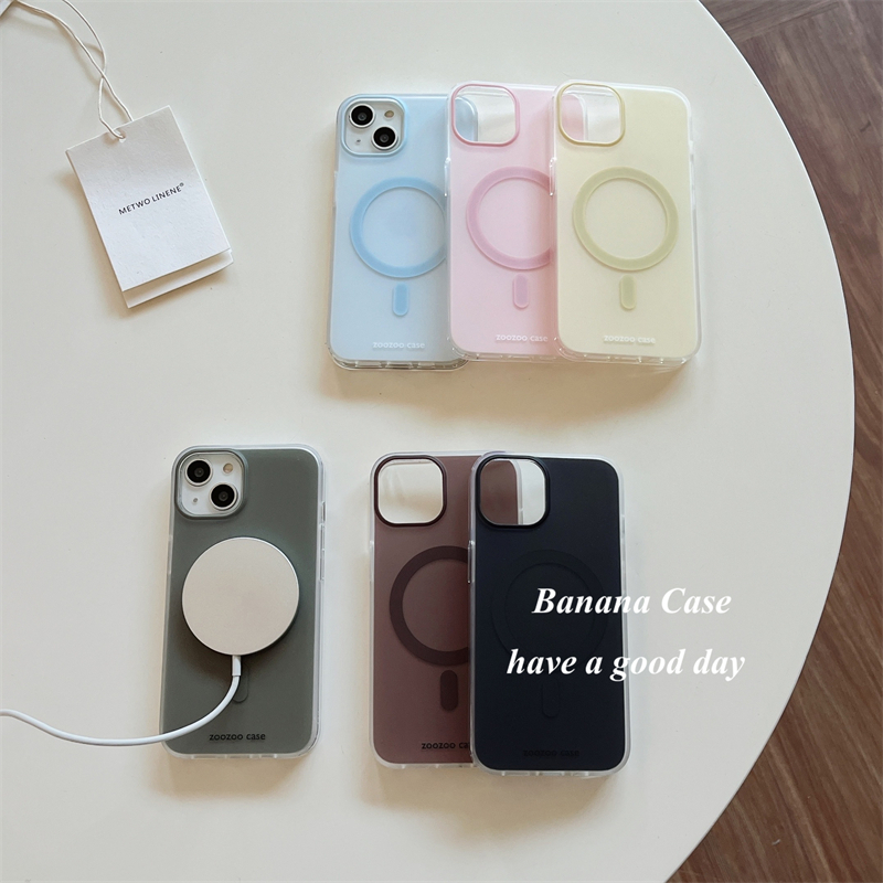 BananaCase韩国ins小众奶油粉磁吸硬壳适用iPhone16promax苹果14pro手机壳12/15pro简约磨砂纯色保护套13新款