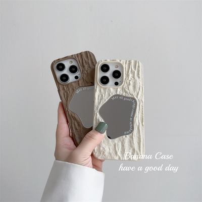 高级感褶皱几何镜子纯色手机壳