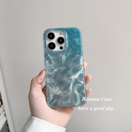 BananaCase高级感小众ins大海蓝色水波纹磨砂硬壳适用iPhone17苹果16promax手机壳13pro新款15/12pro保护套14