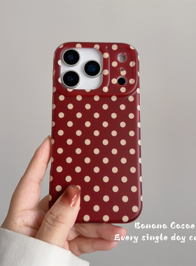 BananaCase新年款复古红底黄波点适用iPhone17苹果16pro手机壳15promax磨砂14pro防摔13promax保护套16硬壳女