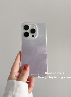 韩国ins淡雅简约渐变紫色锡纸纹适用iphone16手机壳15promax手机壳14pro苹果17promax全包防摔13新款保护套15