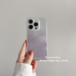 韩国ins淡雅简约渐变紫色锡纸纹适用iphone16手机壳15promax手机壳14pro苹果17promax全包防摔13新款保护套15