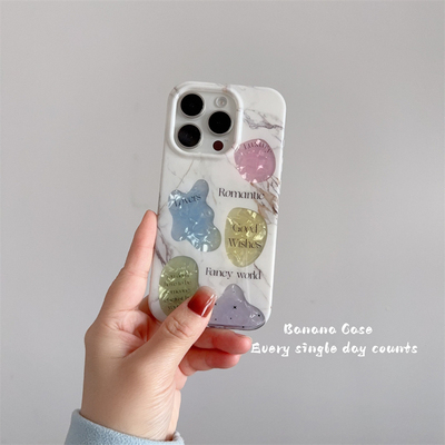 ins大理石纹半透彩色贝壳纹硬壳