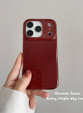 BananaCase新年款复古红色磁吸壳适用17promax苹果16pro手机壳iPhone13光面15promax简约14pro新款防摔17硬壳