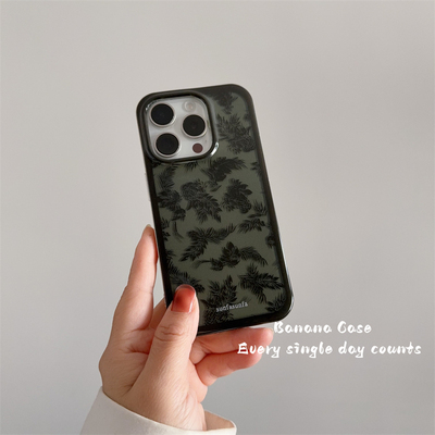 高级感复古墨绿叶子iPhone手机壳