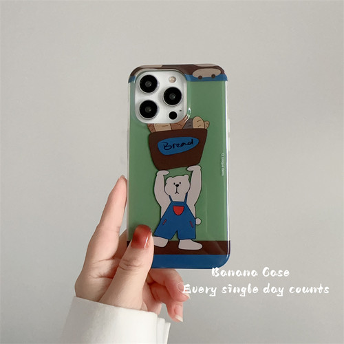 韩国ins小众复古面包小熊手机壳