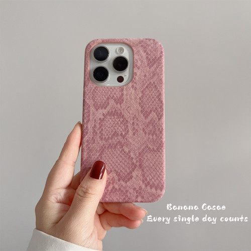 小众温柔复古暗粉色蛇纹三包软壳