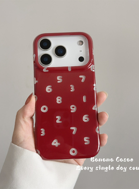 BananaCase新年ins可爱红色透明数字适用17promax苹果16pro手机壳iPhone15光面13/14pro防摔17保护套硬壳16女
