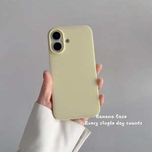 BananaCase韩国ins简约淡黄色冰雾感液态手机壳适用iPhone16苹果15promax新款 14pro微透17promax防摔13保护套