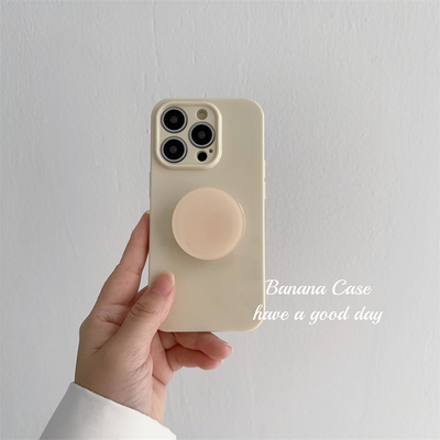苹果14pro淡黄色同款支架手机壳