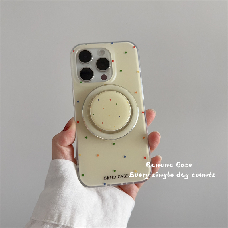 小众ins彩色波点磁吸支架手机壳