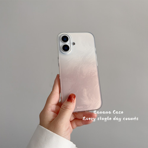 ins温柔夕粉色渐变锡纸纹手机壳