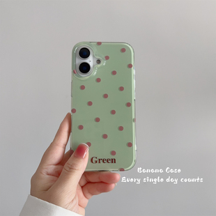 BananaCase韩国ins绿色红棕波点适用iPhone15苹果16promax手机壳14pro小清新13光面17promax新款 防摔保护套16