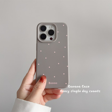 BananaCase小众ins水泥灰粉波点适用16pro苹果15promax手机壳iPhone13磨砂14pro/16简约12全包防摔保护套软壳