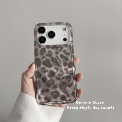 高级感银闪豹纹iPhone17手机壳