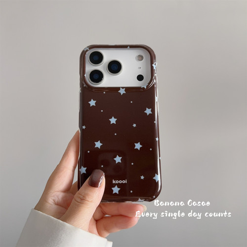 秋冬复古棕色满屏蓝星星17手机壳