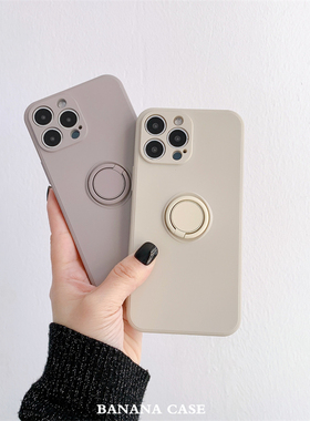 BananaCase简约指环扣适用苹果13手机壳iphone15硅胶11古董白14pro/17软套潮17promax防摔保护套16promax软壳